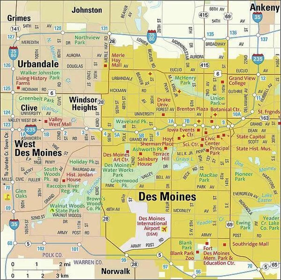 Des Moines Area Map (Print #14431609) Print. Framed Photos, Cards, Des Moines, United States, Des Moines Parks, Des Moines Street