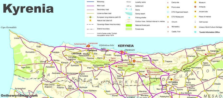 Detailed Map Of Kyrenia District, Kyrenia, Cyprus, Cyprus In, Cyprus  Location