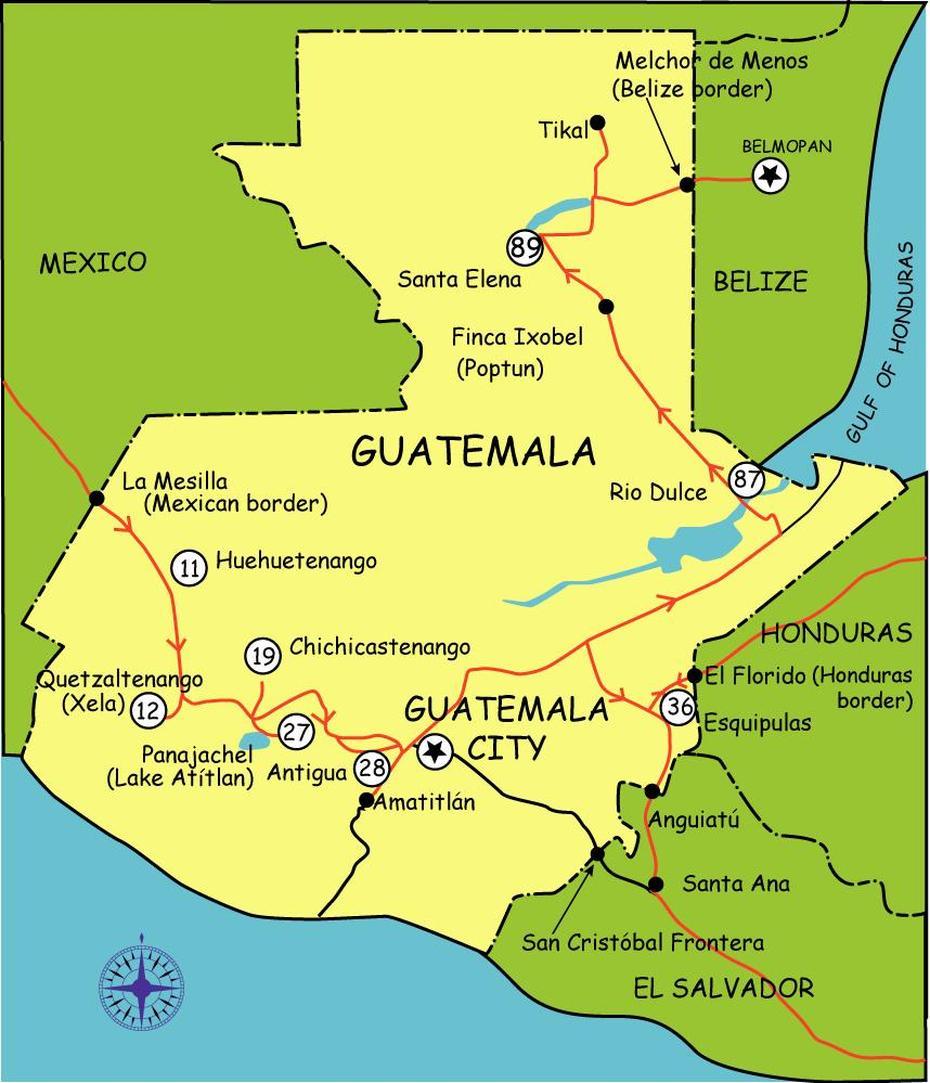 Guatemala Touristische Karte, La Blanca, Guatemala, Chimaltenango Guatemala, Monterrico Guatemala