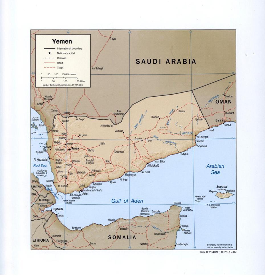 Large Detailed Political Map Of Yemen With Relief, Roads, Railroads And …, Bayt Al Faqīh, Yemen, Nations Online Project, Yemen Infrastructure