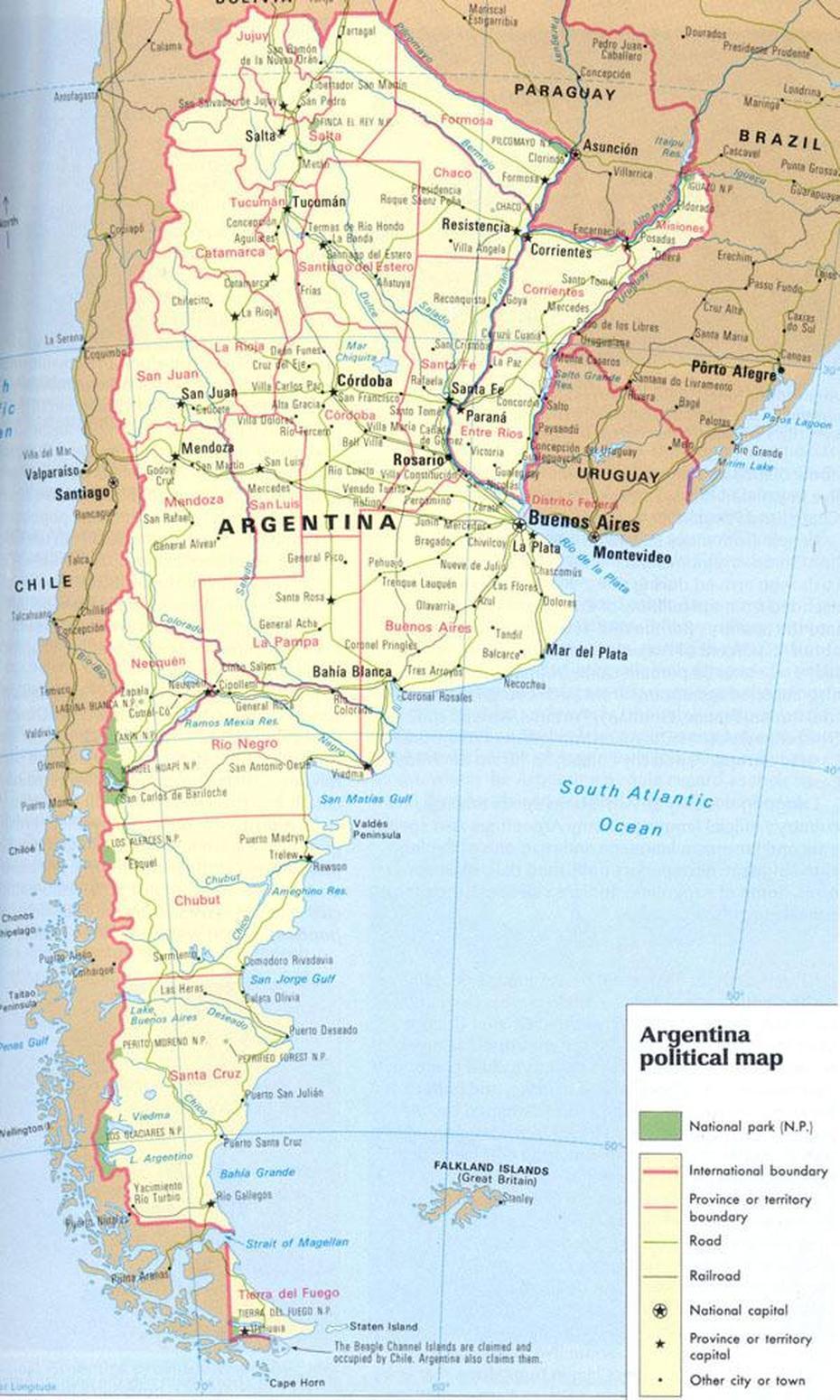 Large Detailed Political And Road Map Of Argentina. Argentina Large …, Caucete, Argentina, Argentina  Of Country, South Argentina