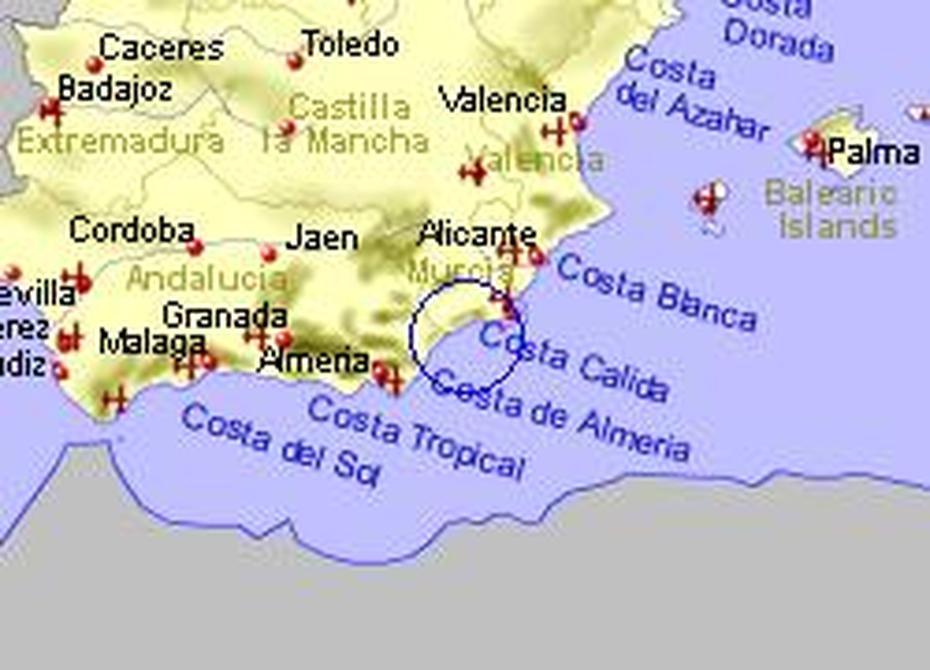 Map Of The Aguilas Area, Fully Zoomed Out, Águilas, Spain, Extremadura Spain, Lorca Spain