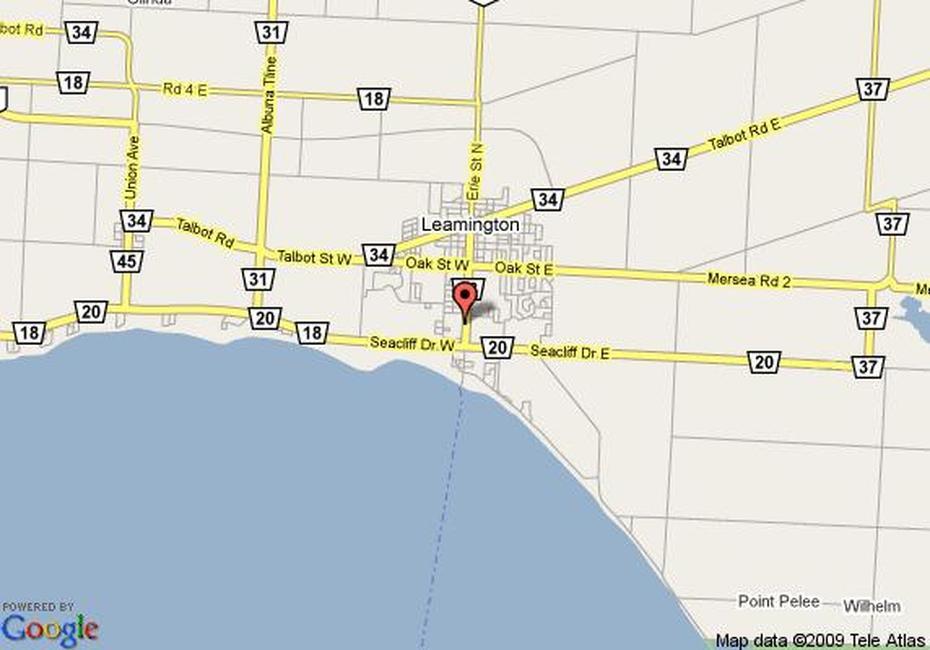 Map Of Comfort Inn Leamington, Leamington, Leamington, Canada, Whitby Street, Oakville Ontario Canada