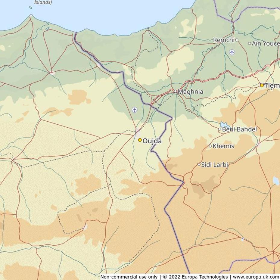 Map Of Oujda, Morocco | Global 1000 Atlas, Oujda-Angad, Morocco, Morocco Airports, Nador Morocco