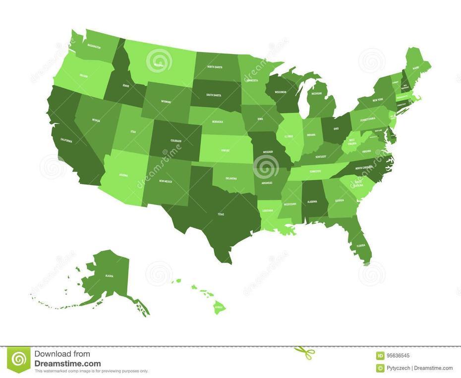 Map Of United States Of America, Usa, In Four Shades Of Green With …, Green, United States, America  Green, United States  Transparent Background