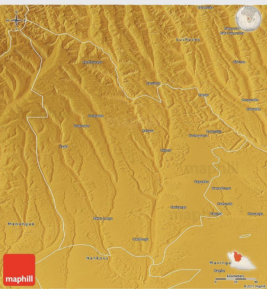 Physical 3D Map Of Cuito Cuanavale, Cuito, Angola, Cuito Cuanavale Battle, Mavinga Angola