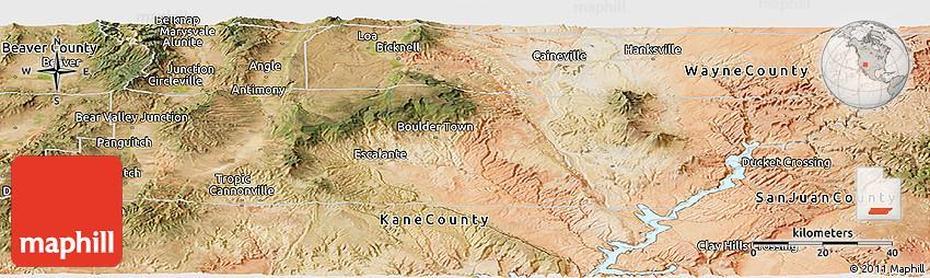 Satellite Panoramic Map Of Garfield County, Garfield, United States, United States  For Kids, Detailed  United States