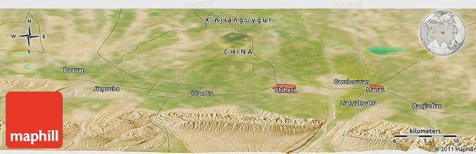 Satellite Panoramic Map Of Shihezi, Shihezi, China, Shihezi China, 石河子