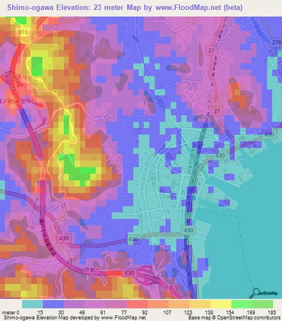 Elevation Of Shimo-Ogawa,Japan Elevation Map, Topography, Contour, Ogawa, Japan, Base Housing Iwakuni Japan, Honshu Iwakuni Japan