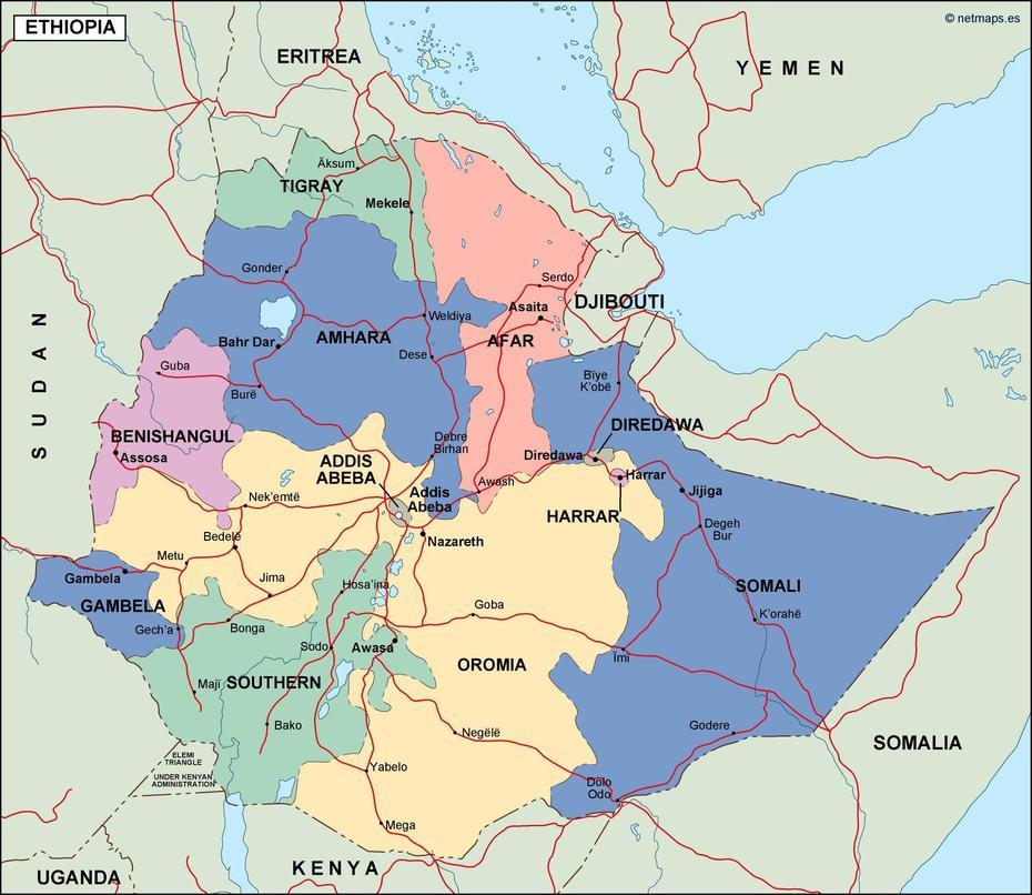 Ethiopia Political Map. Vector Eps Maps. Eps Illustrator Map | Vector …, Godē, Ethiopia, Topographic  Of Ethiopia, Ethiopia On World