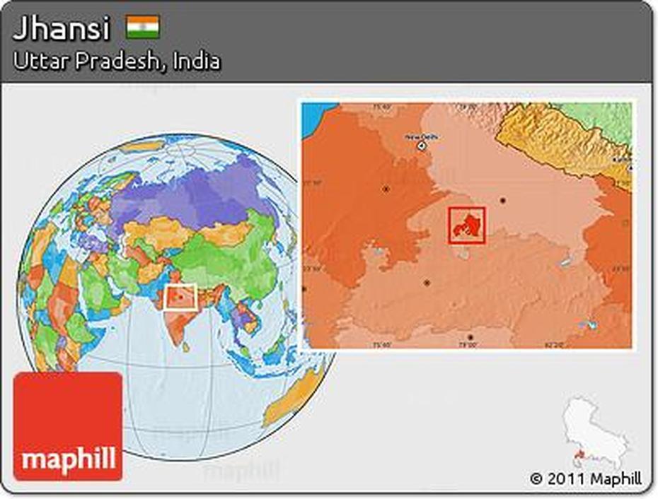 Free Political Location Map Of Jhansi, Jhānsi, India, Allahabad India, Goa On