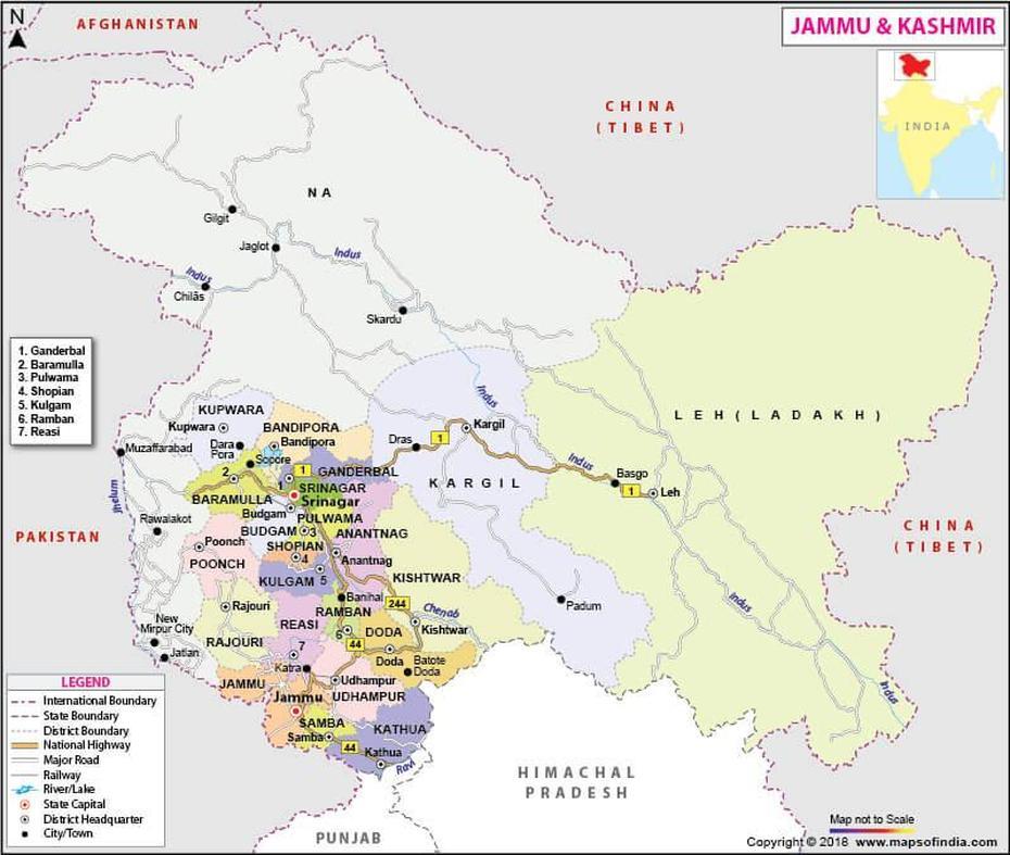 Jammu And Kashmir Map – Union Territory Information, Facts And Tourism, Jammu, India, Bangalore On India, Kashmir Tourist