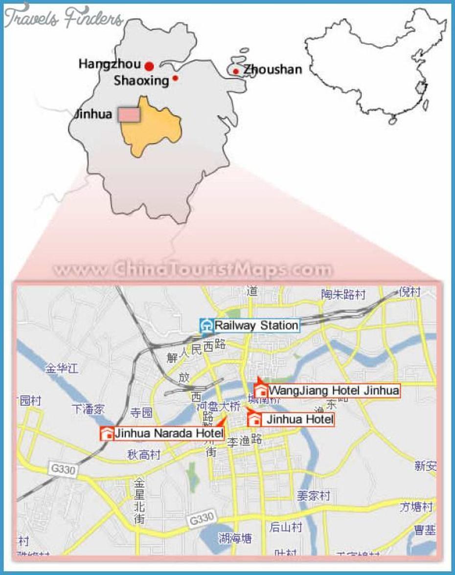 Jinhua Map – Travelsfinders, Jinhua, China, Yiwu, Ningbo China