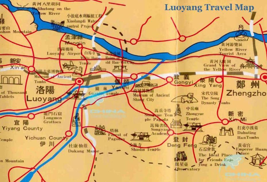 Luoyang Maps: Luoyang China Map & Longmen Grottoes Map, Luoyang, China, Henan China, Luoyang On