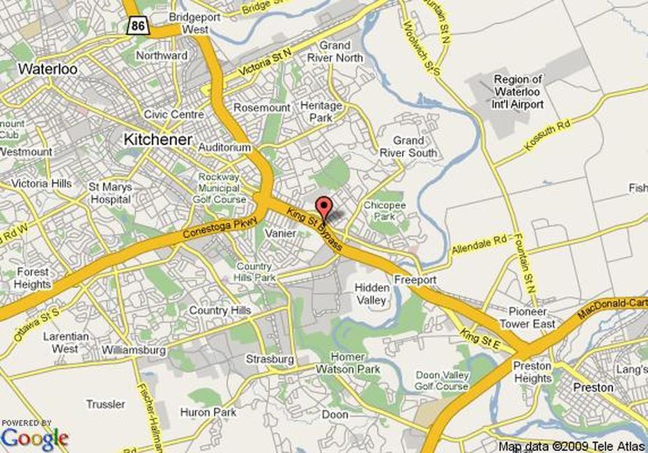 Map Of Kitchener Knights Inn, Kitchener, Kitchener, Canada, Kelowna, Kitchener Lrt