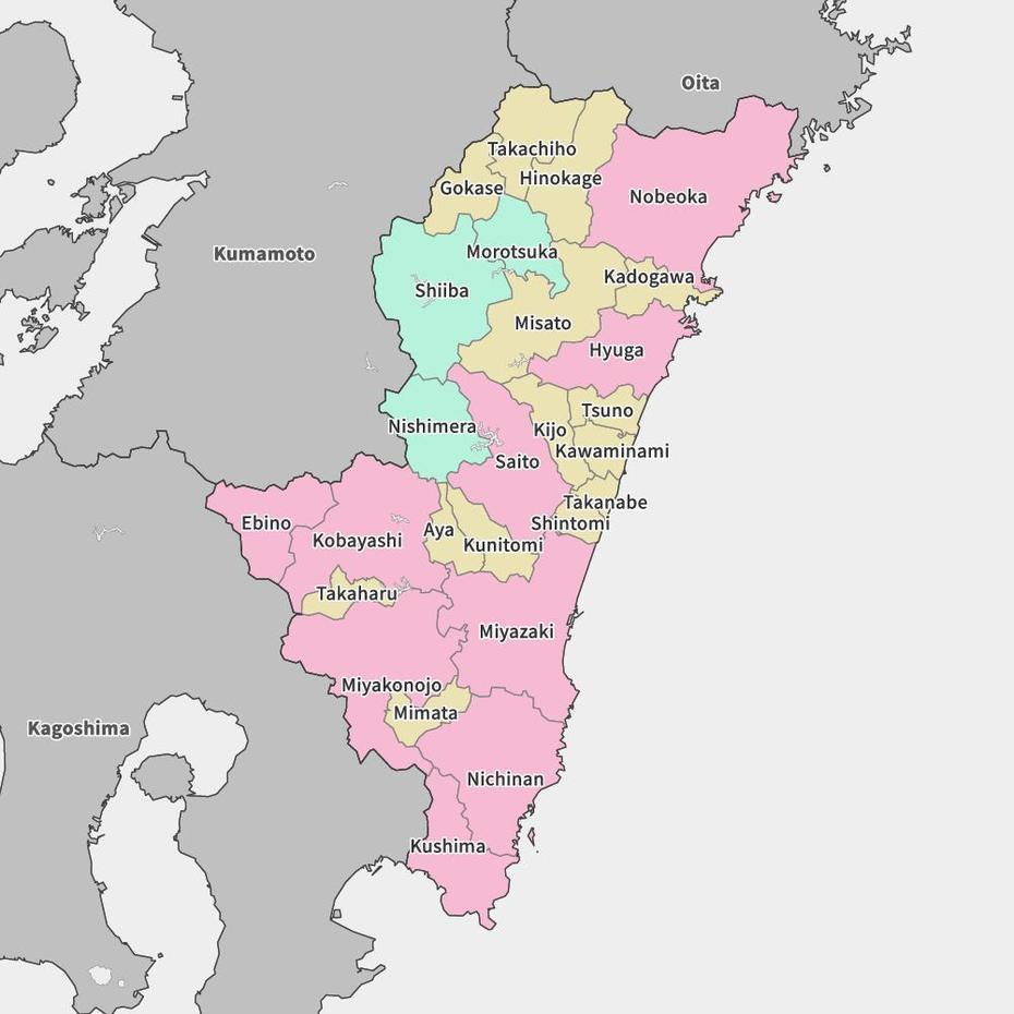 Map Of Miyazaki Prefecture | Map-It, Miyazaki, Japan, Kumamoto Japan, Miyazaki City
