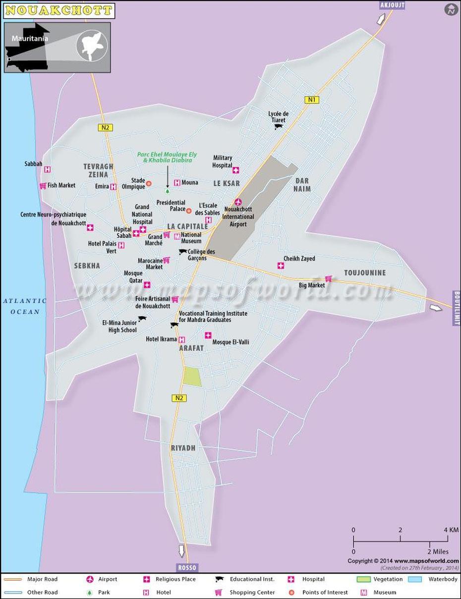 Nouakchott Map | Map Of Nouakchott, Nouakchott, Mauritania, Mauritania A, Mauritania On