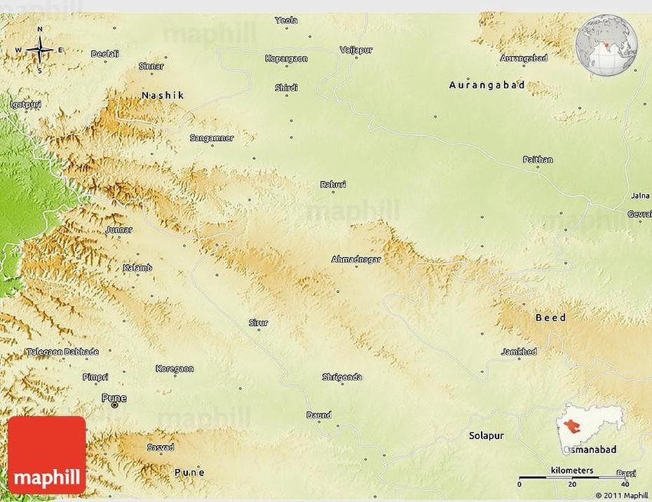 Physical 3D Map Of Ahmadnagar, Alamnagar, India, India  Graphic, Goa