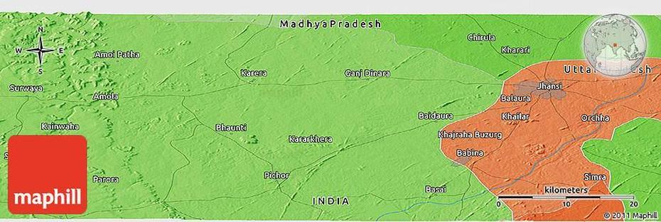 Political Panoramic Map Of Jhansi, Jhānsi, India, Mumbai India On A, Fort Of  Jhansi