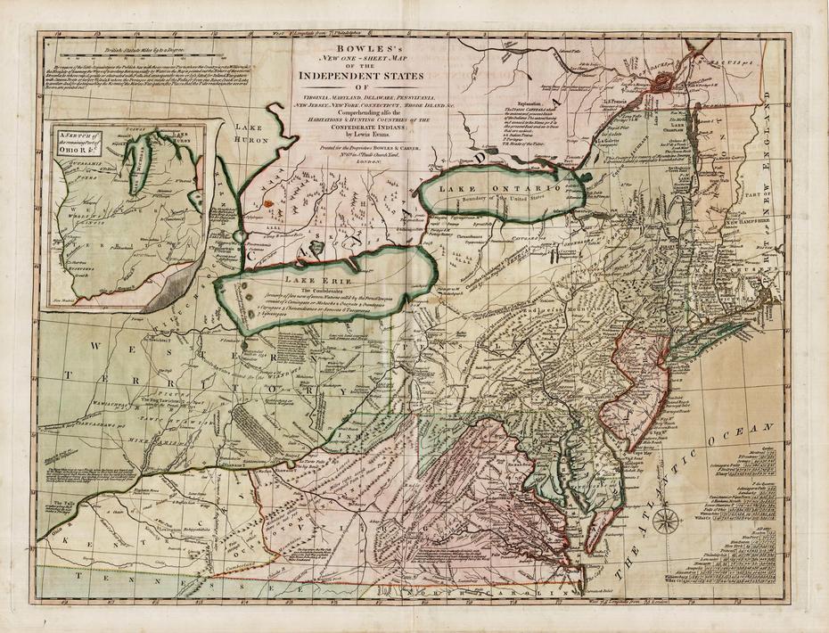 Rare Post-Independence Edition Of The Lewis Evans Map – Rare & Antique Maps, Evans, United States, United States  Color, United States  With City