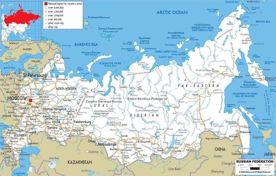 Road Map Of Russia And Russia Road Maps | Russia Map, Map, Tourist Map, Dalnerechensk, Russia, Omsk Russia, South Russia