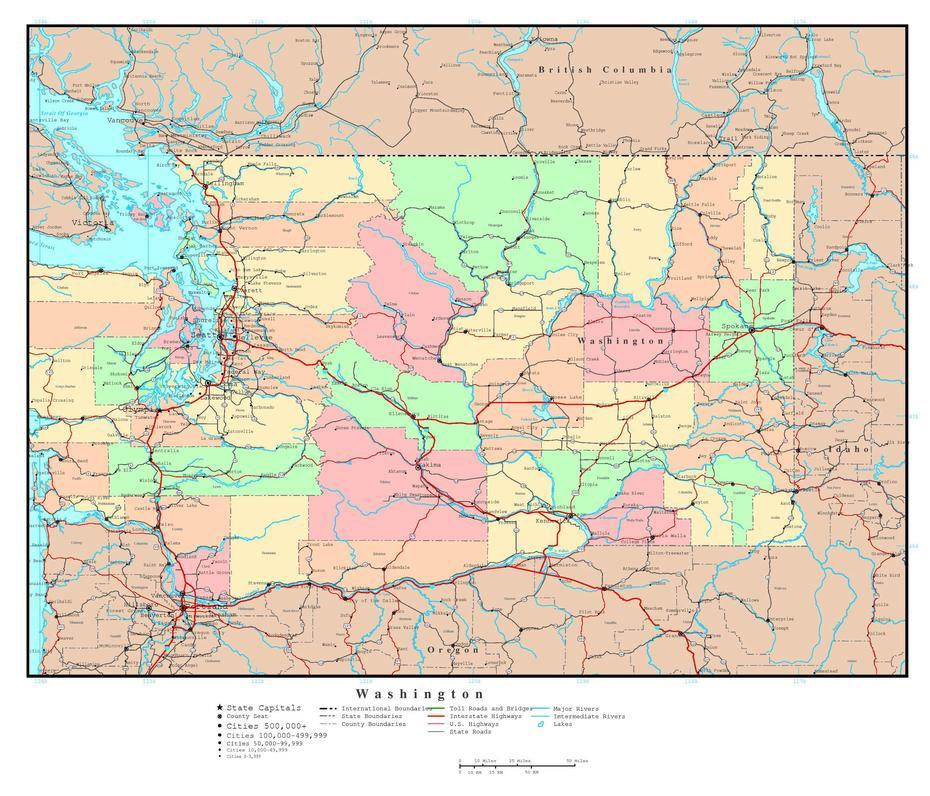 Simple  Of Washington State, United States  Labeled, Washington, Washington, United States