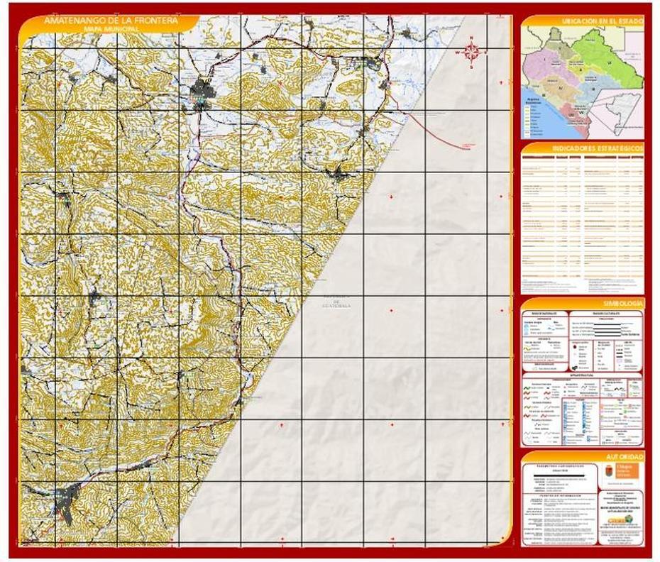 Amatenango De La Frontera: Mapa Municipal Ubicacion En El Estado, Amatenango De La Frontera, Mexico, Frontera Mexico Estados Unidos, A De Mexico Con Capitales