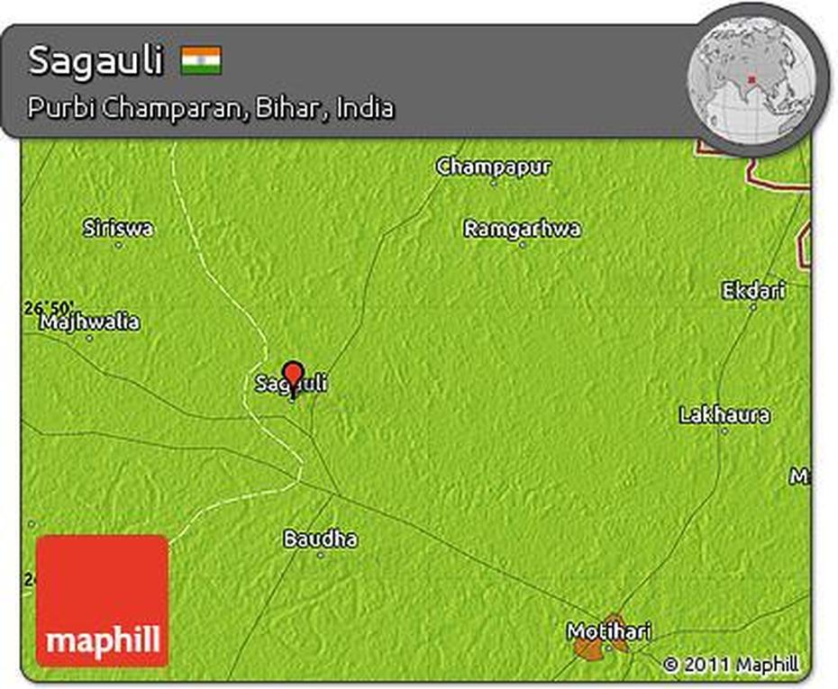 Free Physical Map Of Sagauli, Sagauli, India, India  Graphic, Goa