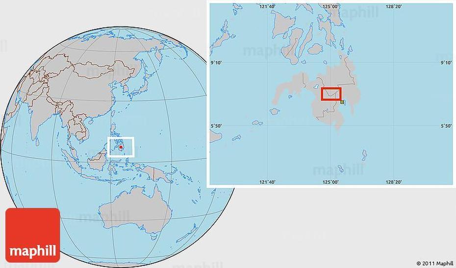 Gray Location Map Of Damulog, Damulog, Philippines, Sarangani  Highlands, Davao Gulf