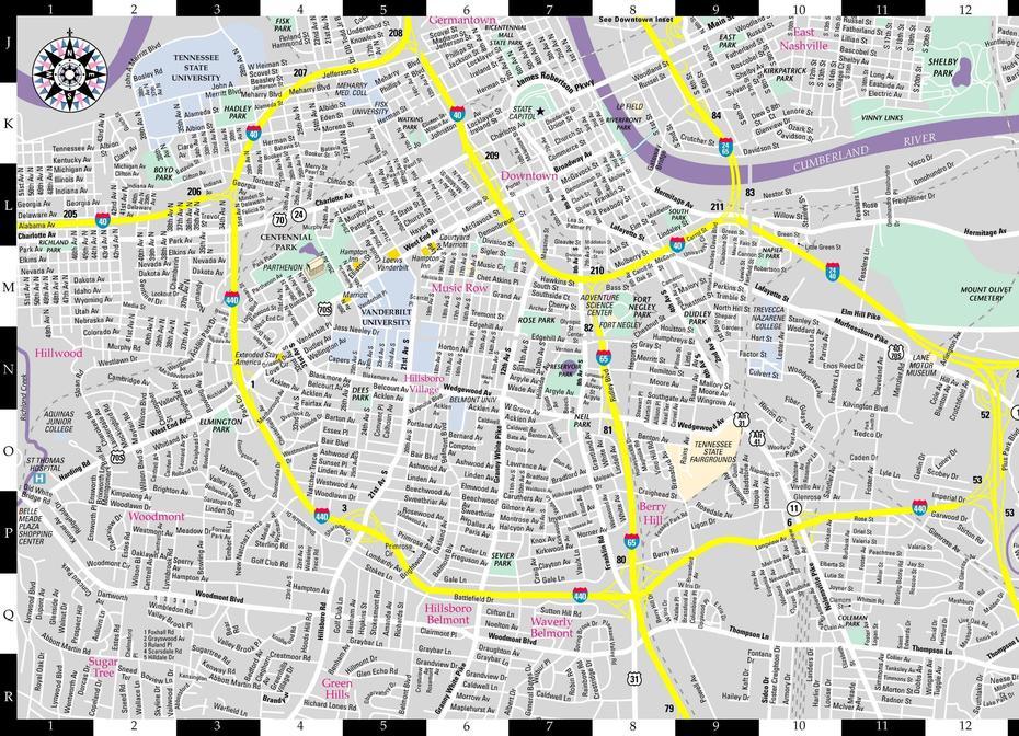 Large Nashville Maps For Free Download And Print | High-Resolution And …, Nashville, United States, City Street  Nashville Tn, Nashville Road