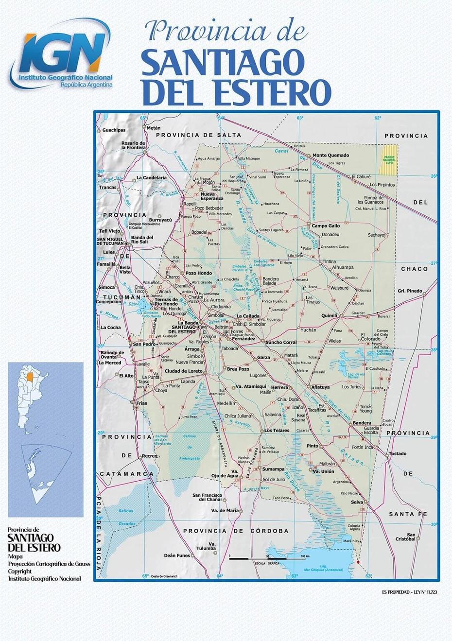 Mapa Da Provincia De Santiago Del Estero – Argentina | Mapasblog, Santiago Del Estero, Argentina, Dulce River Argentina, Estadios De Argentina