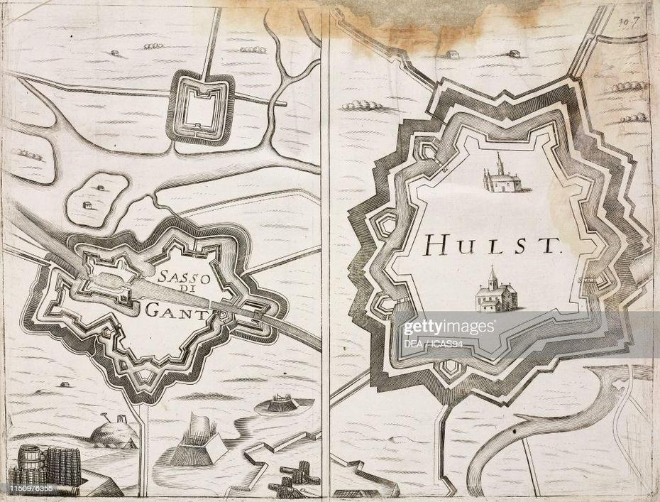 Maps Of The Cities Of Sas Van Gent And Hulst, Netherlands, Engraving …, Hulst, Netherlands, Hulst Haag, Bjorn Hulst