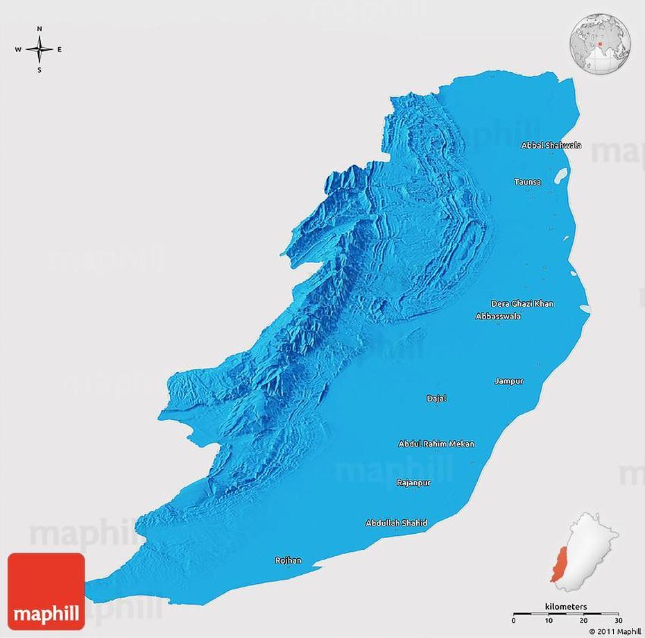 Political Panoramic Map Of Dera Ghazi Khan, Cropped Outside, Dera Ghazi Khan, Pakistan, Quetta, Dera Ghazi Khan Step Well Pics