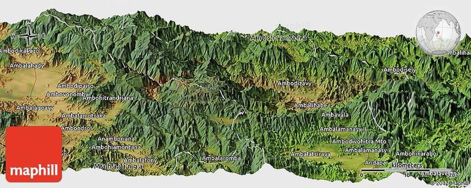 Satellite Panoramic Map Of Ambodiangezoka, Ambodiangezoka, Madagascar, Madagascar Travel, Madagascar Country