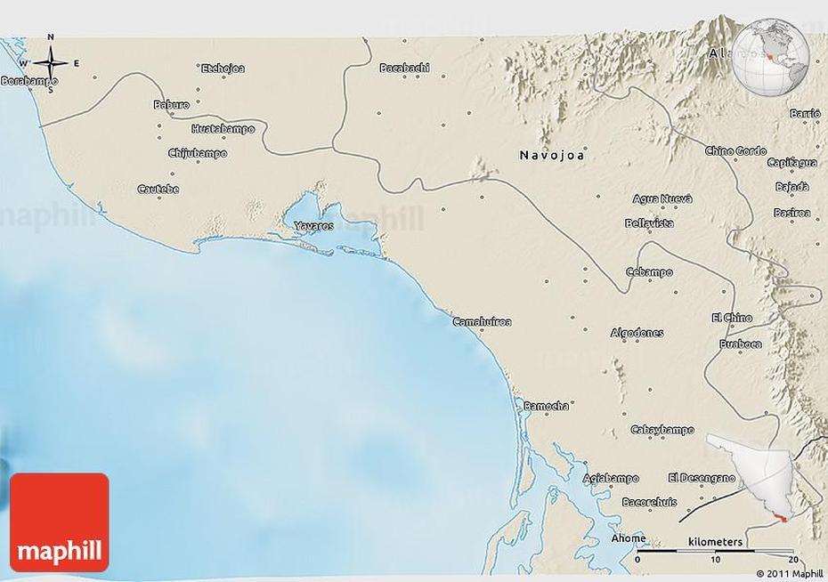 Sonora Mexico A, Huatabampito, Shaded Relief, Huatabampo, Mexico