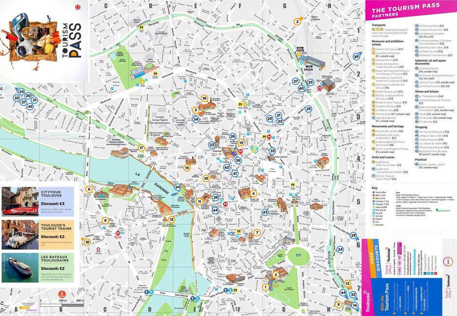 Toulouse Sightseeing Map, Toulouse, France, Grenoble France On, Toulouse Attractions