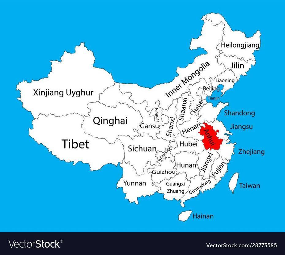 Anhui Province Map China Map Royalty Free Vector Image, Anqiu, China, China  Black, China  Transparent