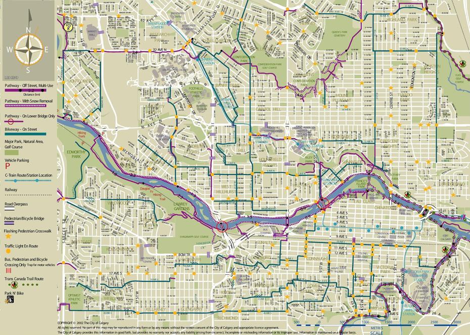 Calgary Cycling Map, Calgary, Canada, Kelowna Canada, Us And Canada  Alberta