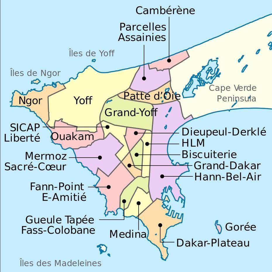 Dakar – Districts  Map  Populationdata, Dakar, Senegal, Dakar On, Senegalese