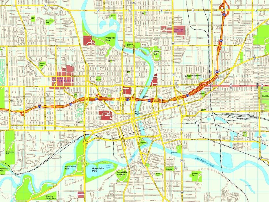 Des Moines Map. Eps Illustrator Vector City Maps Usa America. Eps …, Des Moines, United States, Des Moines City, Des Moines Police