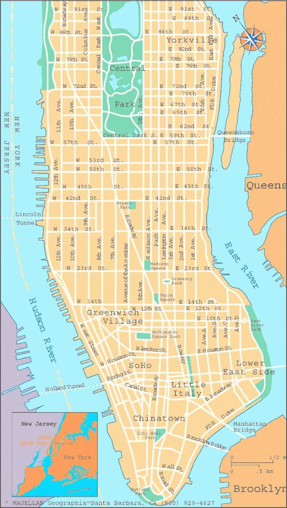 Detailed  United States, United States  Color, Manhattan Pdf, Manhattan, United States