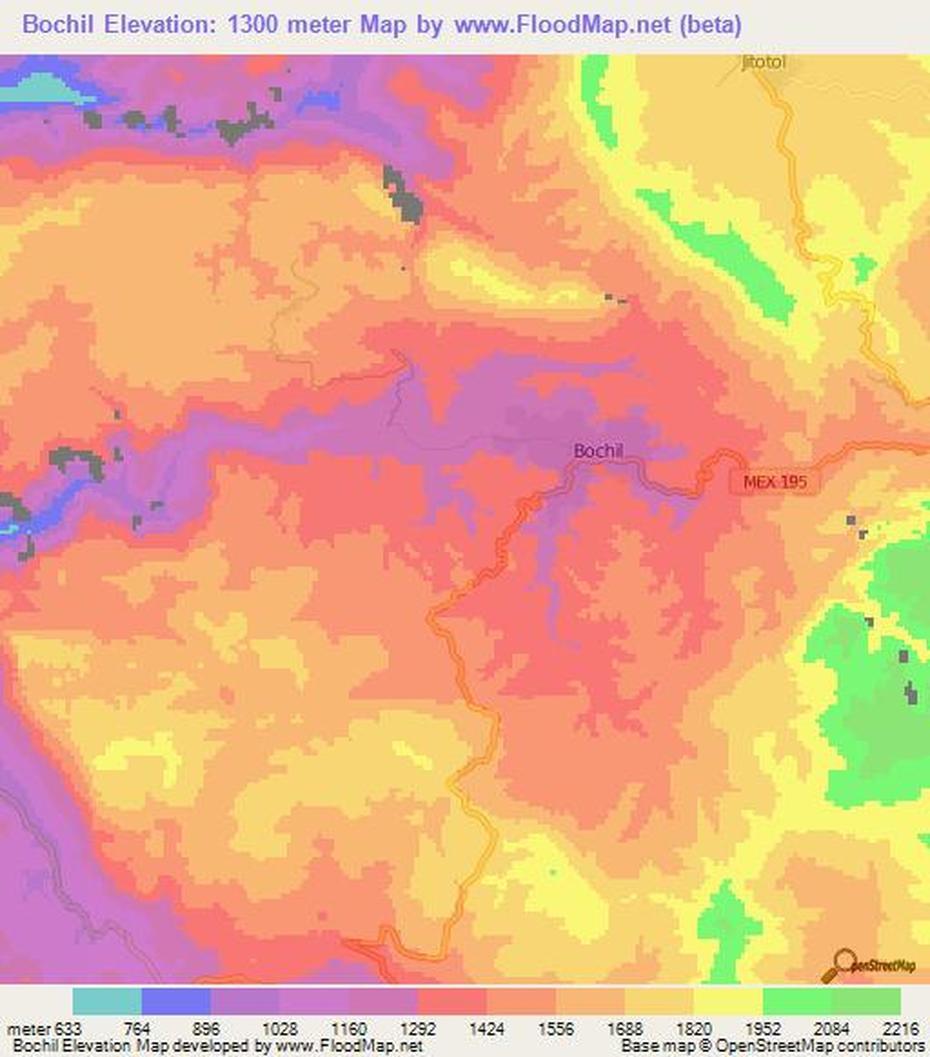 Huipil  Chiapas, Mas Bochil, Elevation , Bochil, Mexico