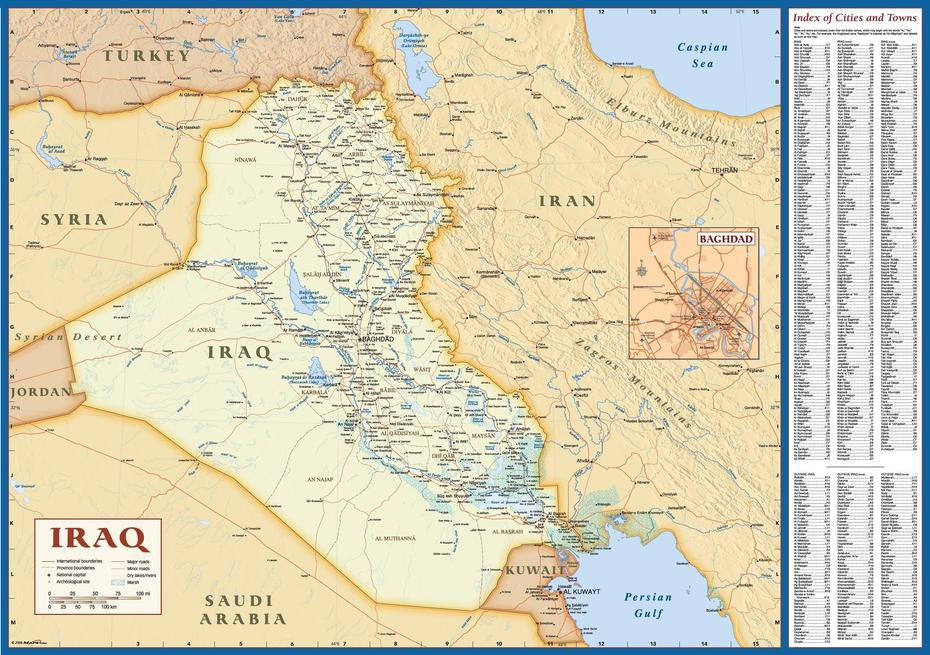 Iraq Deluxe Political Wall Map W/Index | Maps, Ad Dīwānīyah, Iraq, Operation Iraqi  Freedom, Al Qadisiyah Iraq