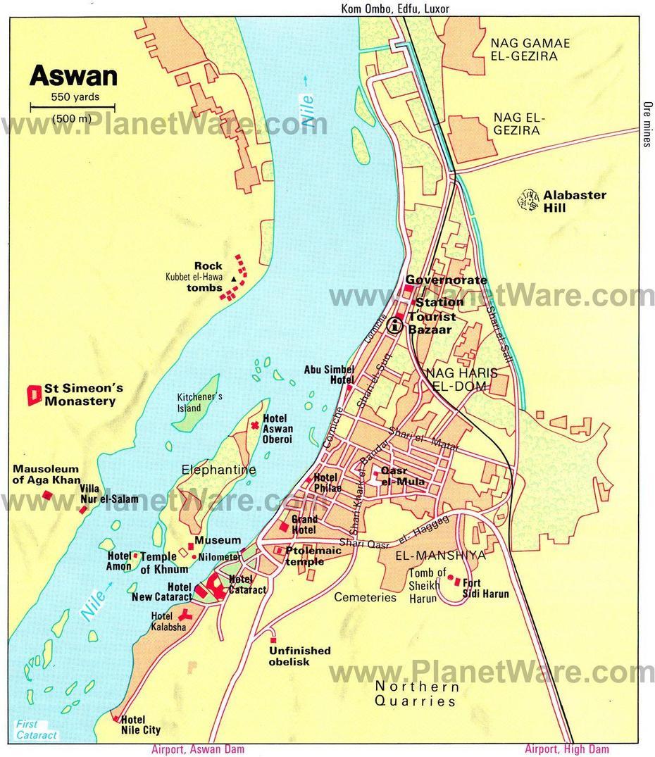 Map Of Aswan (Com Imagens), Shanawān, Egypt, Egypt  Printable, Lower Egypt