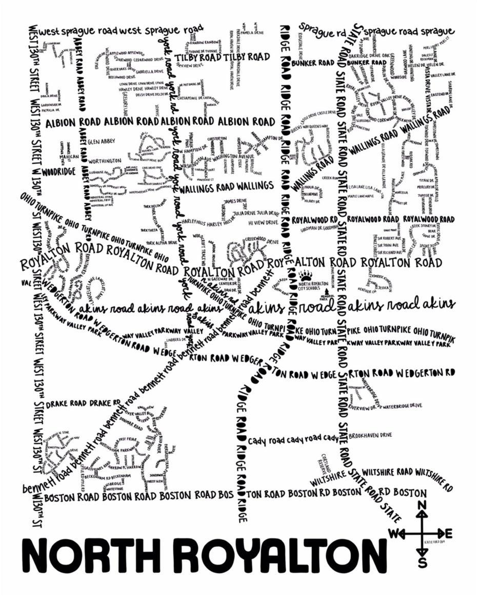 North Royalton Map Print  Fiber And Gloss, North Royalton, United States, North Royalton Tax, North Royalton 5G