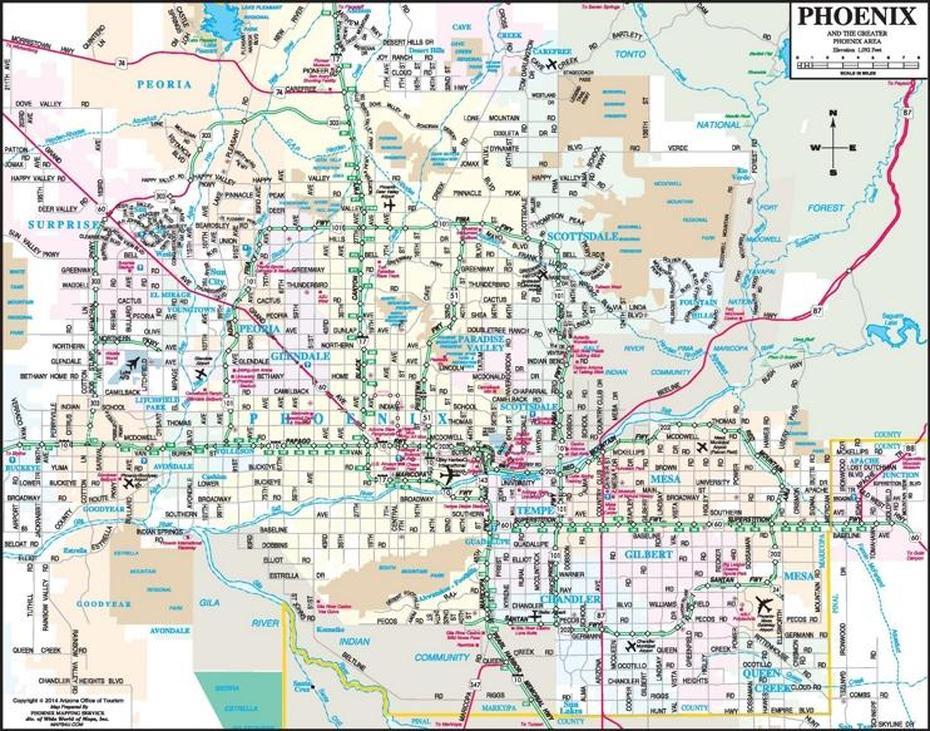 Phoenix Area Map, Phoenix, United States, Tuscan Arizona, Phoenix Az