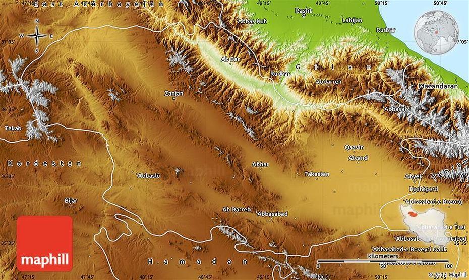 Physical Map Of Zanjan, Zanjān, Iran, Salt  Men, Unesco Sites Iran