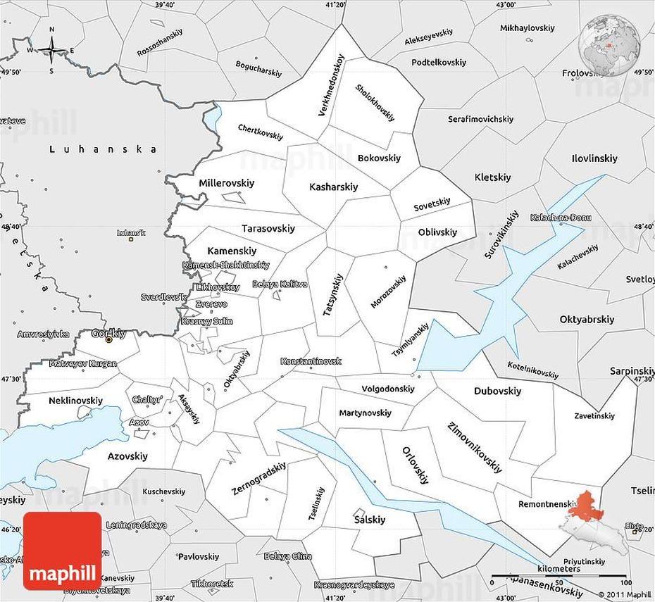 Silver Style Simple Map Of Rostov Oblast, Rostov, Russia, Leningrad Russia, Magadan Russia