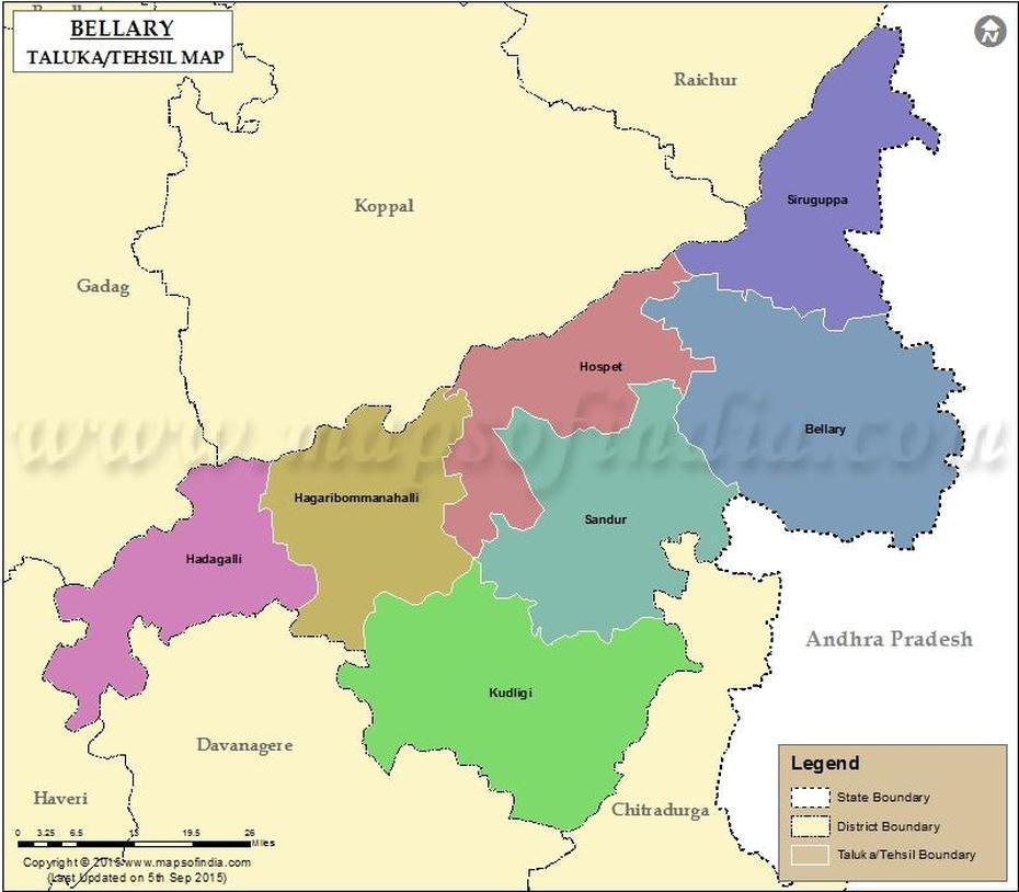 Bellary Tehsil Map, Bellary Taluk Map, Bellary, India, Hampi India, Jsw Bellary