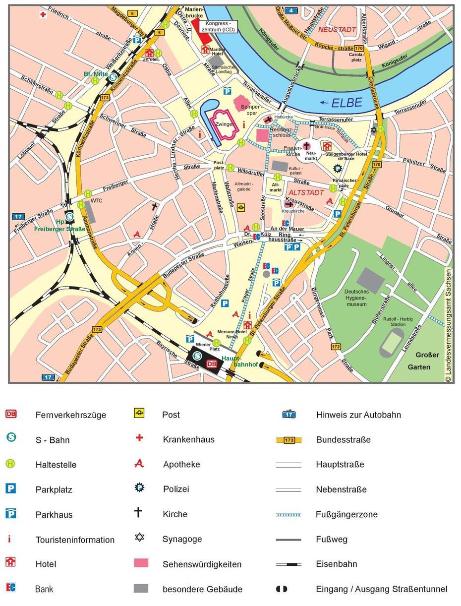 Dresden City Center Map, Dresden, Germany, Leipzig/ Germany, Karlsruhe Germany